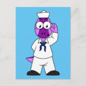 Een Pachycephalosaurus dinosaurus zeeman. Briefkaart (Voorkant)