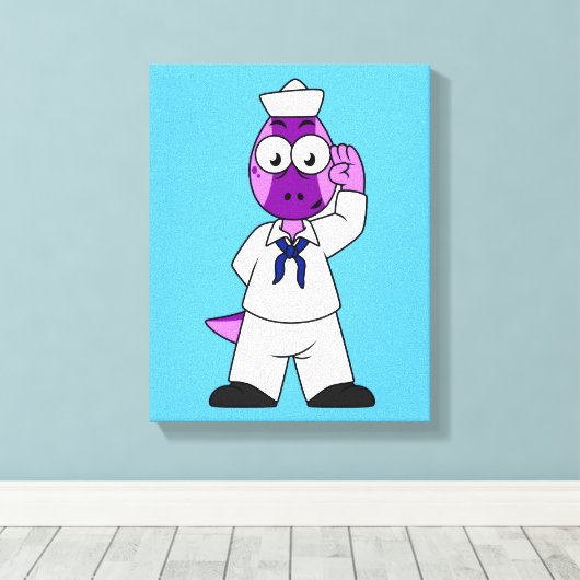 Een Pachycephalosaurus dinosaurus zeeman. Canvas Afdruk (Insitu (Houten vloer))