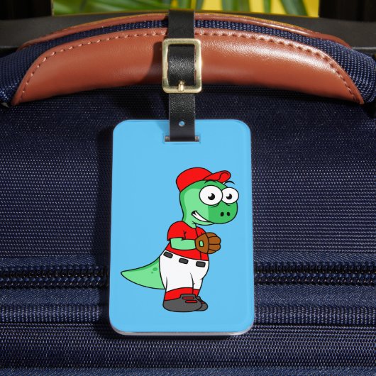 Een Pachycephalosaurus honkbalwerper. Bagagelabel (Voorkant Insitu 2)