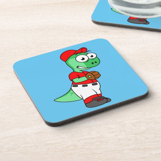 Een Pachycephalosaurus honkbalwerper. Bier Onderzetter (Linkerzijde)