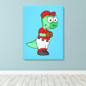 Een Pachycephalosaurus honkbalwerper. Canvas Afdruk (Insitu (Houten vloer))