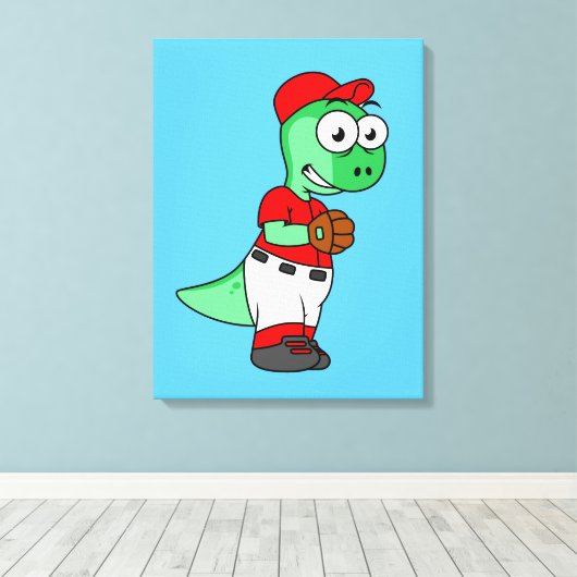 Een Pachycephalosaurus honkbalwerper. Canvas Afdruk (Insitu (Houten vloer))