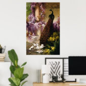 Een pacock en stippen in een tuinprinter poster (Thuiskantoor)