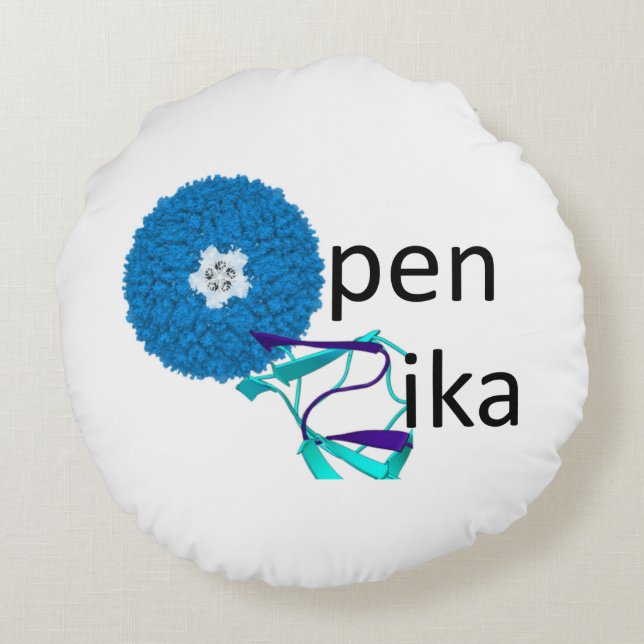 Een paddenstoel voor OpenZika Rond Kussen (Achterkant)