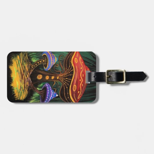 Een paddenstoelwereld bagagelabel (Voorkant horizontaal)