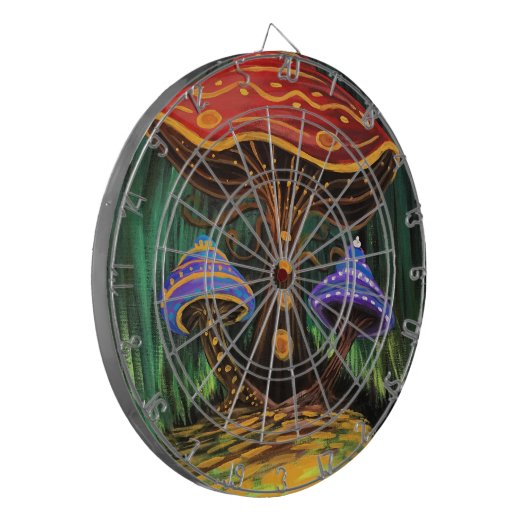 Een paddenstoelwereld dartbord (Voorkant Links)