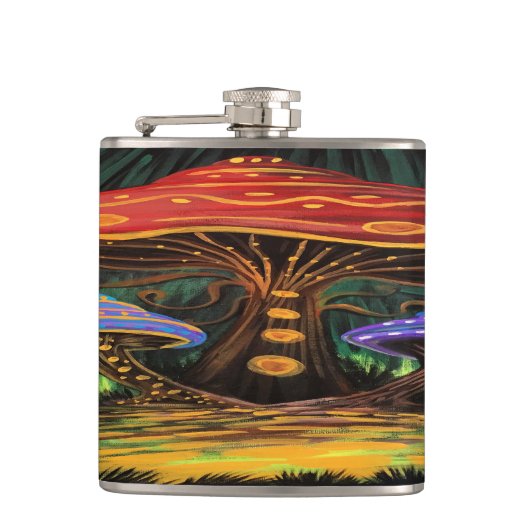 Een paddenstoelwereld heupfles (Voorkant)