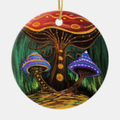 Een paddenstoelwereld keramisch ornament (Voorkant)
