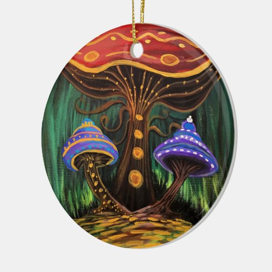 Een paddenstoelwereld keramisch ornament (Links)