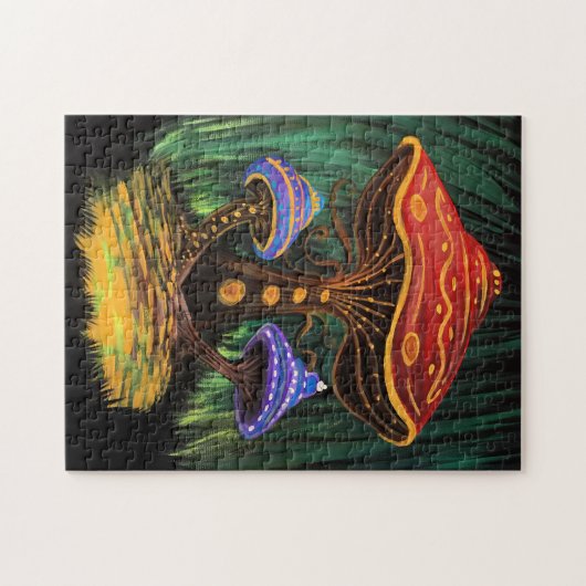 Een paddenstoelwereld legpuzzel (Horizontaal)