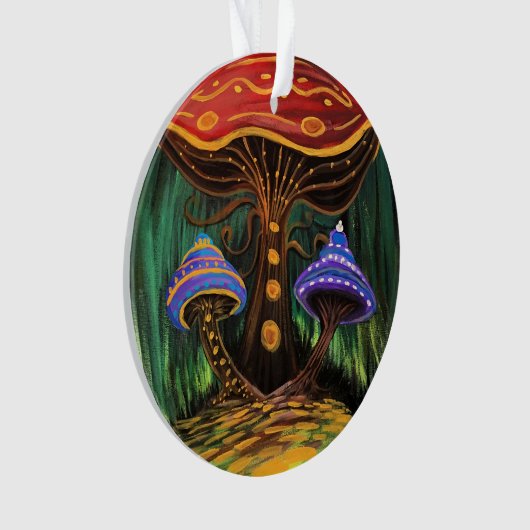 Een paddenstoelwereld ornament (voorkant)