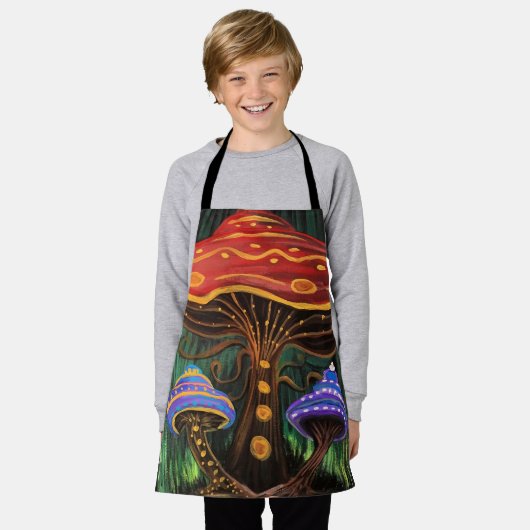 Een paddenstoelwereld schort (Gedragen)