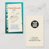 Een pagina Doodle Tutor Turquoise Visitekaartje (Voorkant / Achterkant)