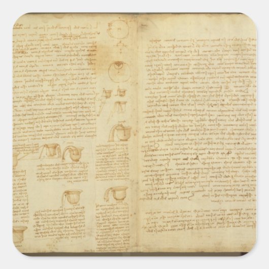 Een pagina van de Codex Leicester, 1508-12 Vierkante Sticker (Voorkant)