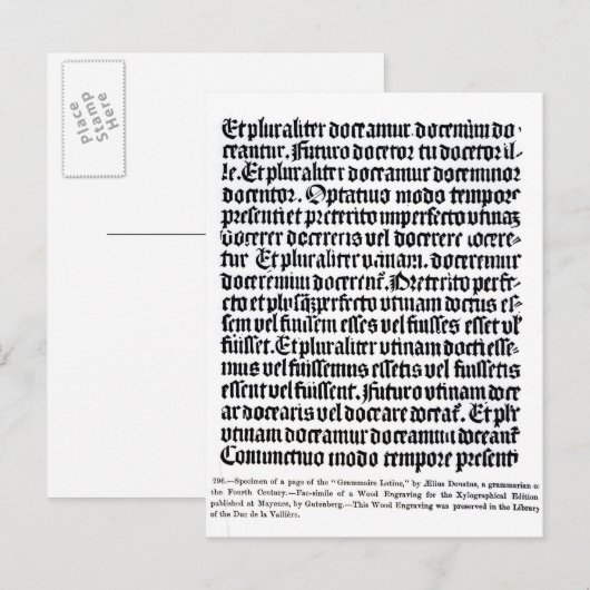 Een pagina van de "Grammaire Latine" Briefkaart (Voorkant / Achterkant)