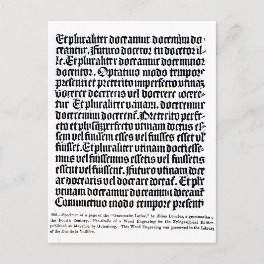 Een pagina van de "Grammaire Latine" Briefkaart (Voorkant)