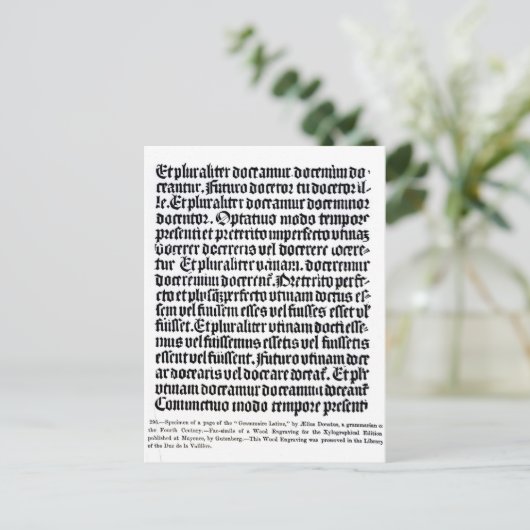 Een pagina van de "Grammaire Latine" Briefkaart (Staand voorkant)