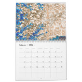 Een paisleymotief in blauw en bruin, display kalender (Feb 2026)