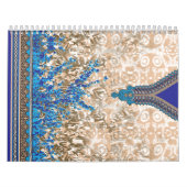 Een paisleymotief in blauw en bruin, display kalender (Hoes)