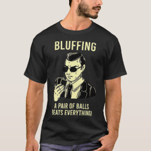 Een pak blauwhelmen met Gezegde poker T-shirt