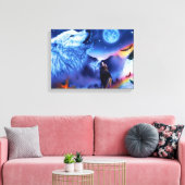 Een pak wolven op een donkere nacht canvas afdruk (Insitu (Woonkamer))