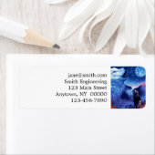 Een pak wolven op een donkere nacht etiket (Insitu)