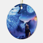 Een pak wolven op een donkere nacht keramisch ornament (Links)