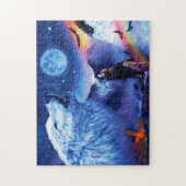 Een pak wolven op een donkere nacht legpuzzel (Verticaal)