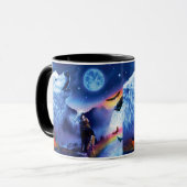 Een pak wolven op een donkere nacht mok (Voorkant links)