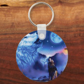 Een pak wolven op een donkere nacht sleutelhanger (Voorkant)