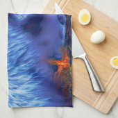 Een pak wolven op een donkere nacht theedoek (Quarter Fold)