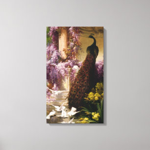 Een pakje en een duif in een tuinschilderij canvas afdruk