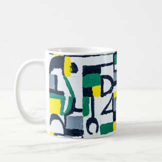 Een paletkeukenschilderij; Abstract rasterschilder Koffiemok