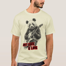 Een panda die rock speelt met elektrische gitaar o t-shirt