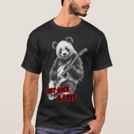 Een panda die rock speelt met elektrische gitaar o t-shirt
