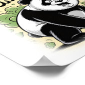 Een panda laat een scheet op een witte poster (Hoek)