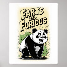 Een panda laat een scheet op een witte