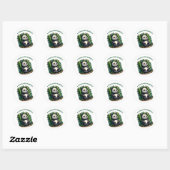 Een panda met bamboe ronde sticker (Vel)