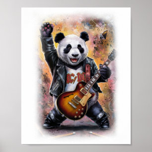 Een Panda Rocker op het podium op een witte Poster