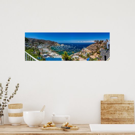 Een Panorama van Avalon op Catalina Poster (Keuken)