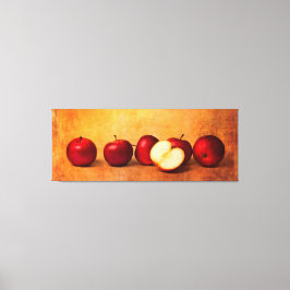 Een panorama van rode appels op een rij canvas afdruk