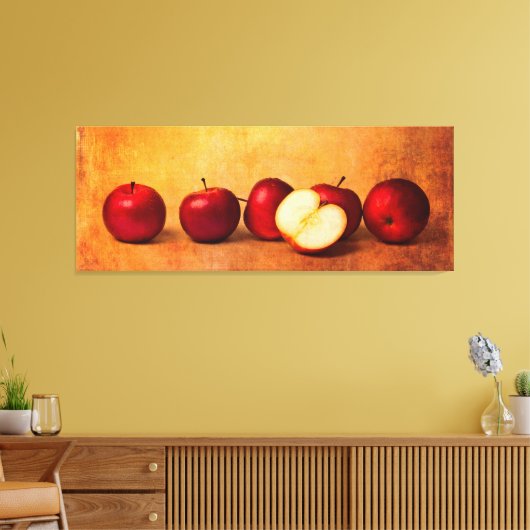 Een panorama van rode appels op een rij canvas afdruk (Insitu (Woonkamer))