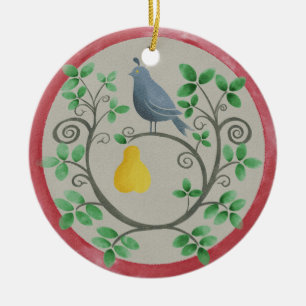 Een pap in een kerstversiering met perenbomen keramisch ornament