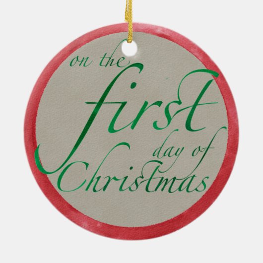 Een pap in een kerstversiering met perenbomen keramisch ornament (Achterkant)