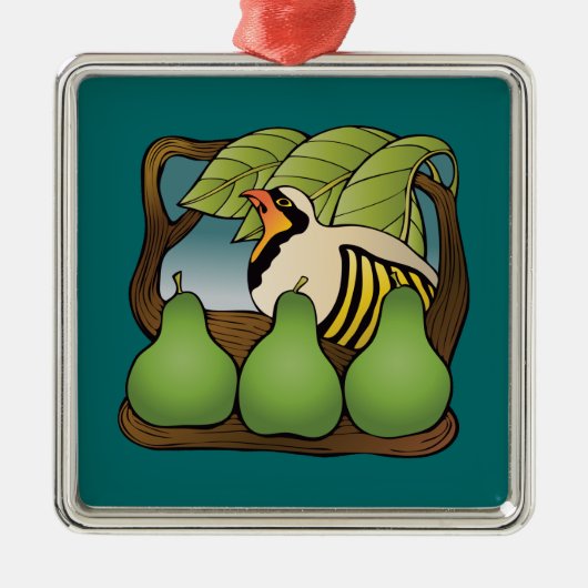 Een pap in een perenboom metalen ornament (Voorkant)