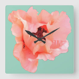 Eén papaver vierkante klok