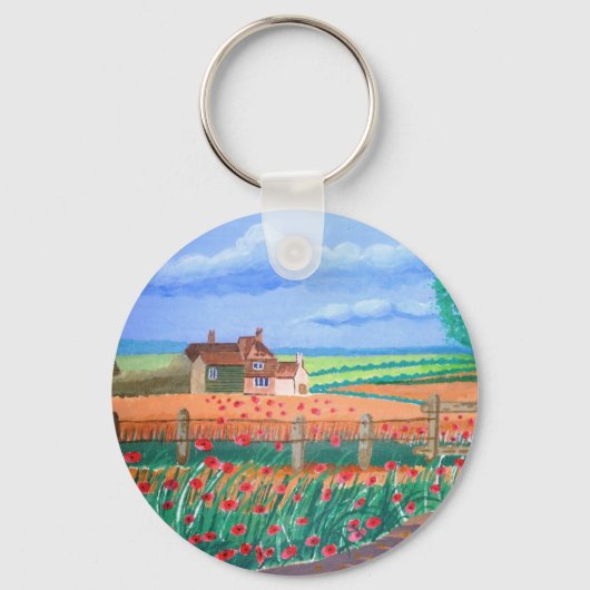 Een papaverveld sleutelhanger (Voorkant)