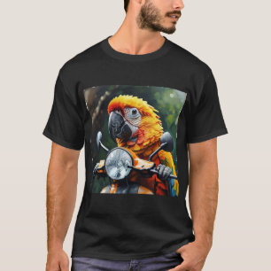 Een papegaai op een motorfiets t-shirt