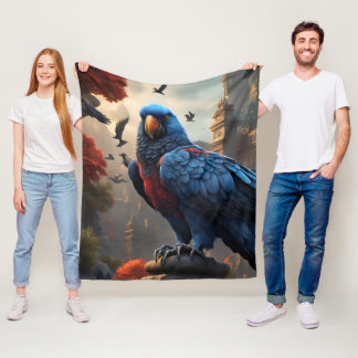 Een papegaai tussen raven fleece deken