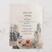 Een papieren bloemenkrans op een witte achtergrond kaart (Voorkant / Achterkant)